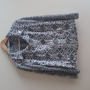 Style & Co. Black White Tribal Pattern Zipper Jacket (XL)